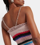 Susan Fang Beaded striped midi dress