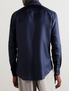 Giorgio Armani - Silk-Twill Shirt - Blue