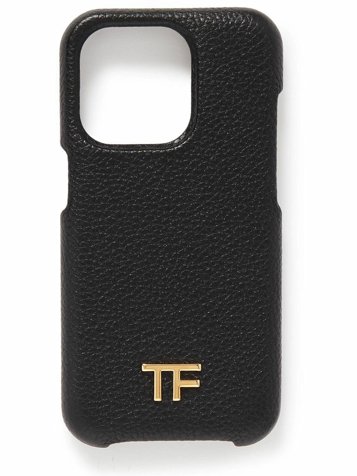 【極美品(袋・箱付)】 TOM FORD iPhone ケース 13 Pro 新品・未使用(ワケあり)】TOM FORD ロゴプレート グレインレザー
