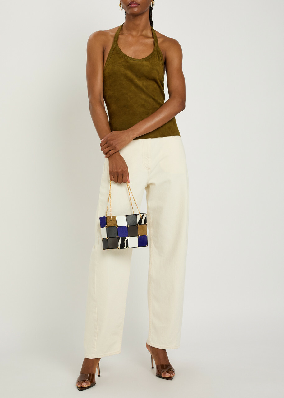 Stouls Cherry Halterneck Stretch-suede top Bronze
