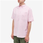Beams Plus Men's BD Popover Short Sleeve Oxford Shirt in Pink