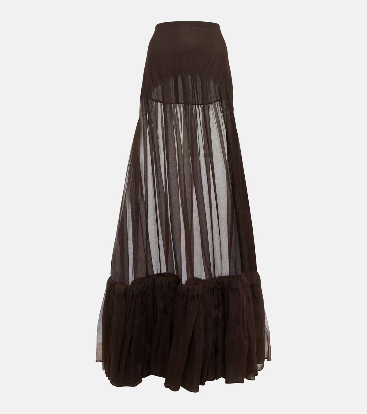 Saint Laurent - Ruffle-trimmed silk maxi skirt Saint Laurent