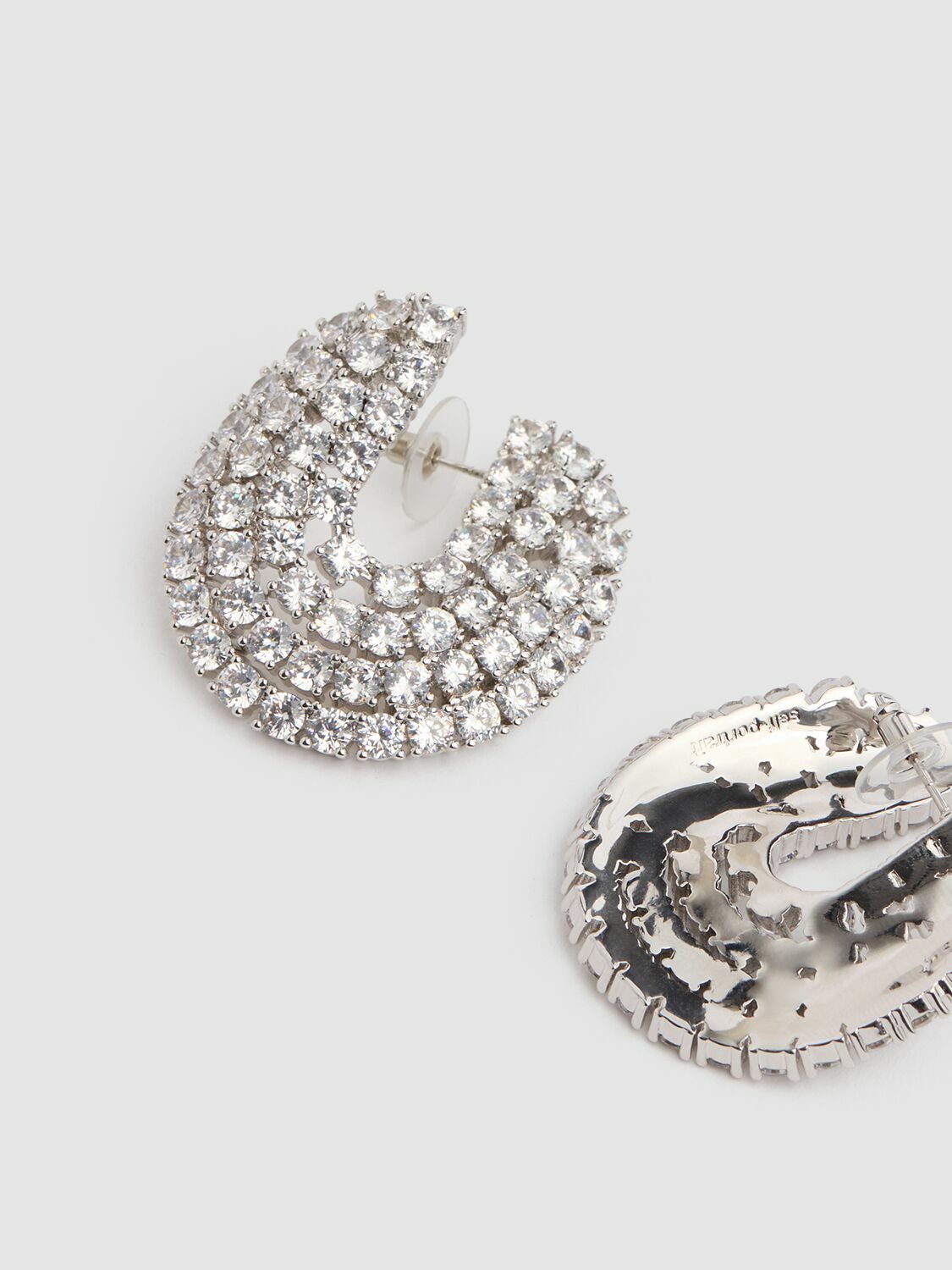 SELF-PORTRAIT Crystal Curved Hoop Earrings Self-Portrait