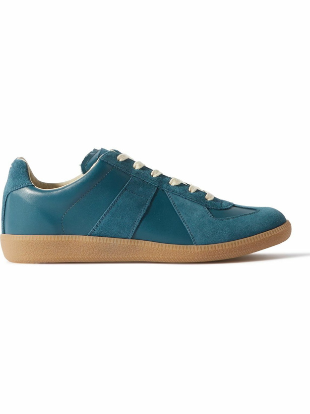 Photo: Maison Margiela - Replica Leather and Suede Sneakers - Blue