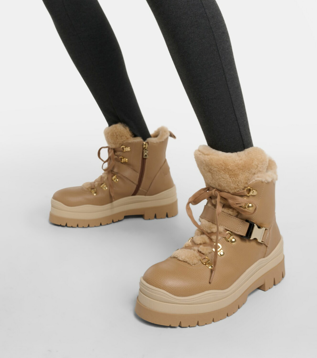 【Bogner】 Shearling-trimmedレザーブーツ Bogner Arosa shearling-trimmed leather boots Bogner