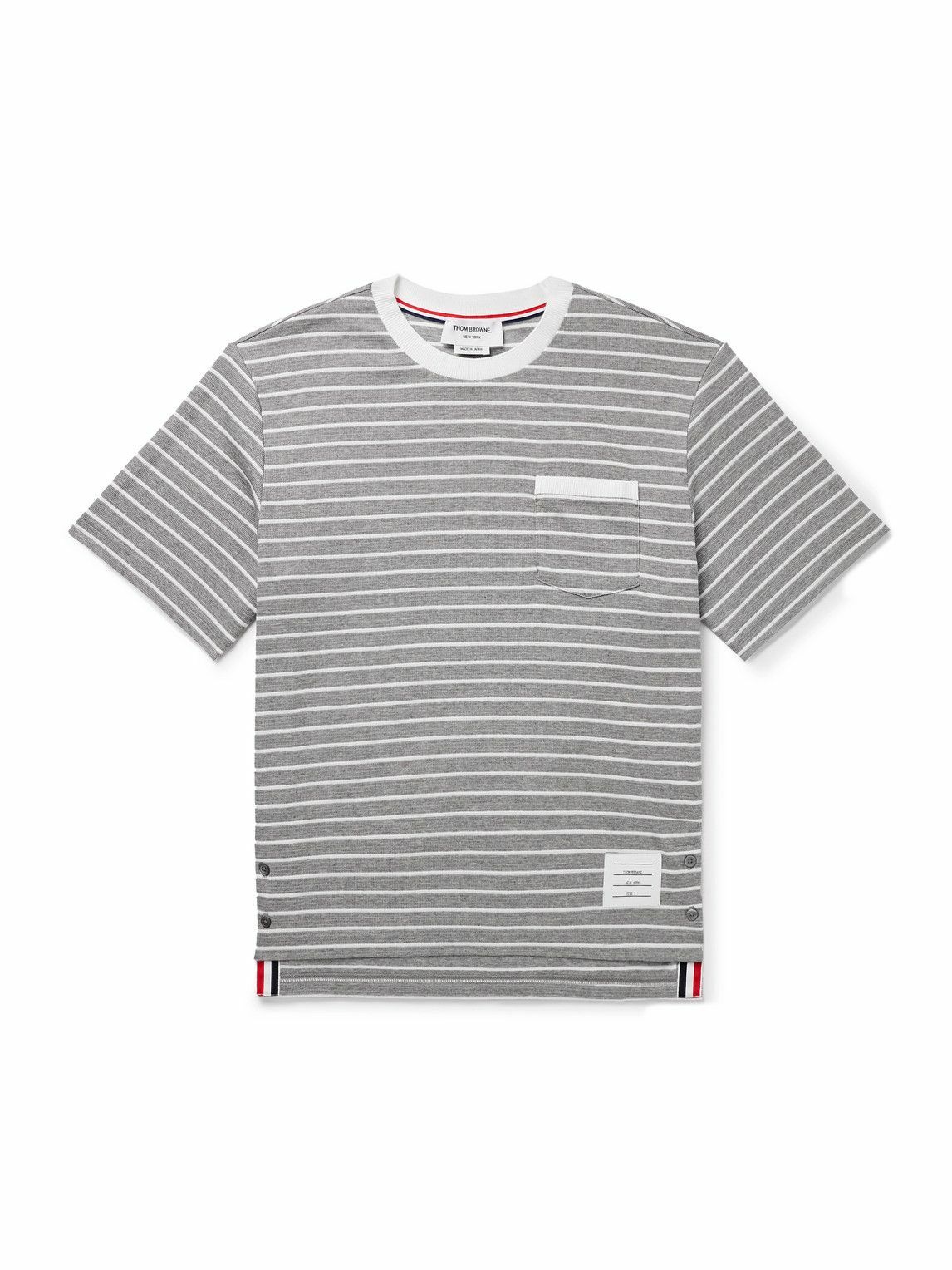 Tシャツ・カットソー THOM BROWNE Men T Shirts MJS282AJ0199100 White Thom Browne Men's 4-Bar Tonal T-Shirt in White Thom Browne