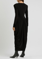Norma Kamali Belted Draped Stretch-jersey Midi Dress Black