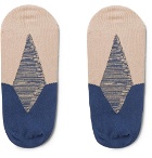 N/A - Colour-Block Stretch Cotton-Blend No-Show Socks - Blue