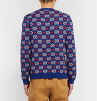 Gucci - Logo-Intarsia Cotton Sweater - Blue