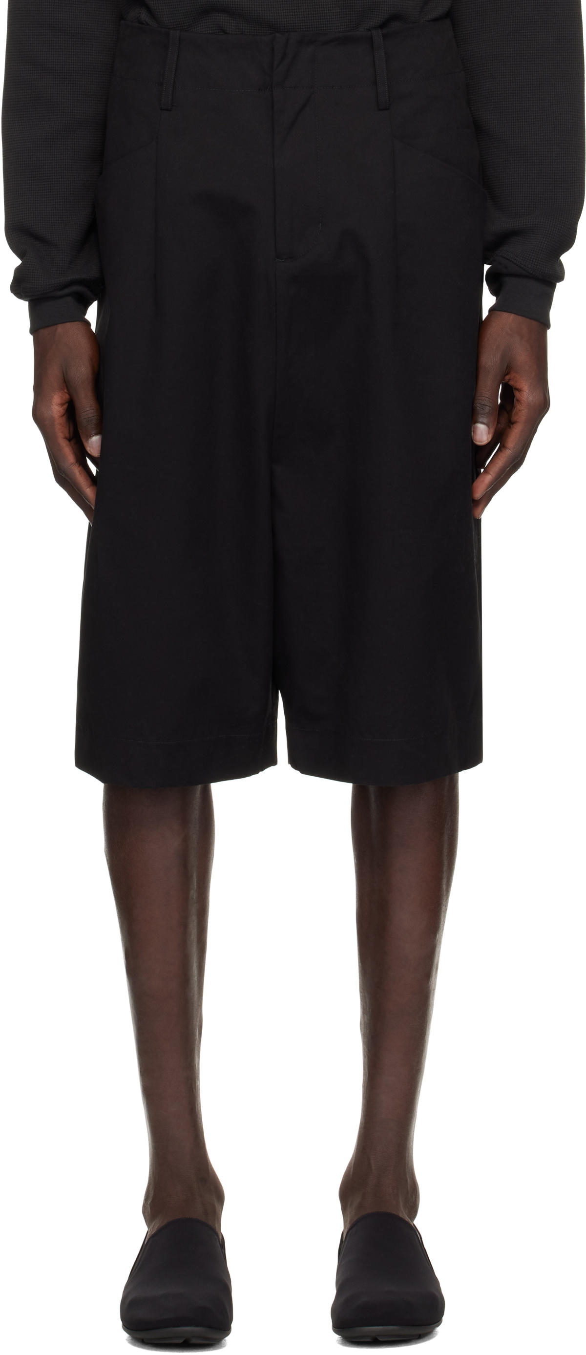 パンツ Entire Studios RUMY SHORT BLACK WOOL Entire Studios Black Rumy Shorts Entire Studios