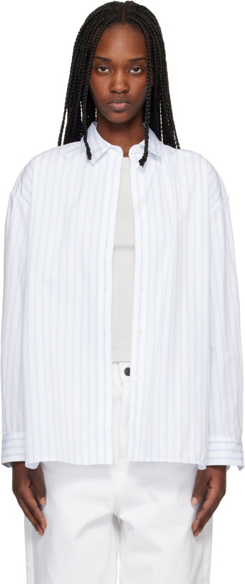 Photo: Maison Kitsuné White & Blue Striped Boyfriend Shirt