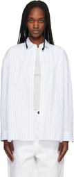 Maison Kitsuné White & Blue Striped Boyfriend Shirt