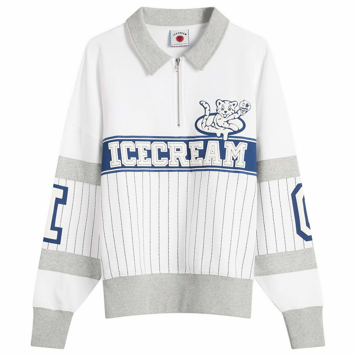 ICECREAM Men's IC Cubs Collared Quarter Zip in White/Blue