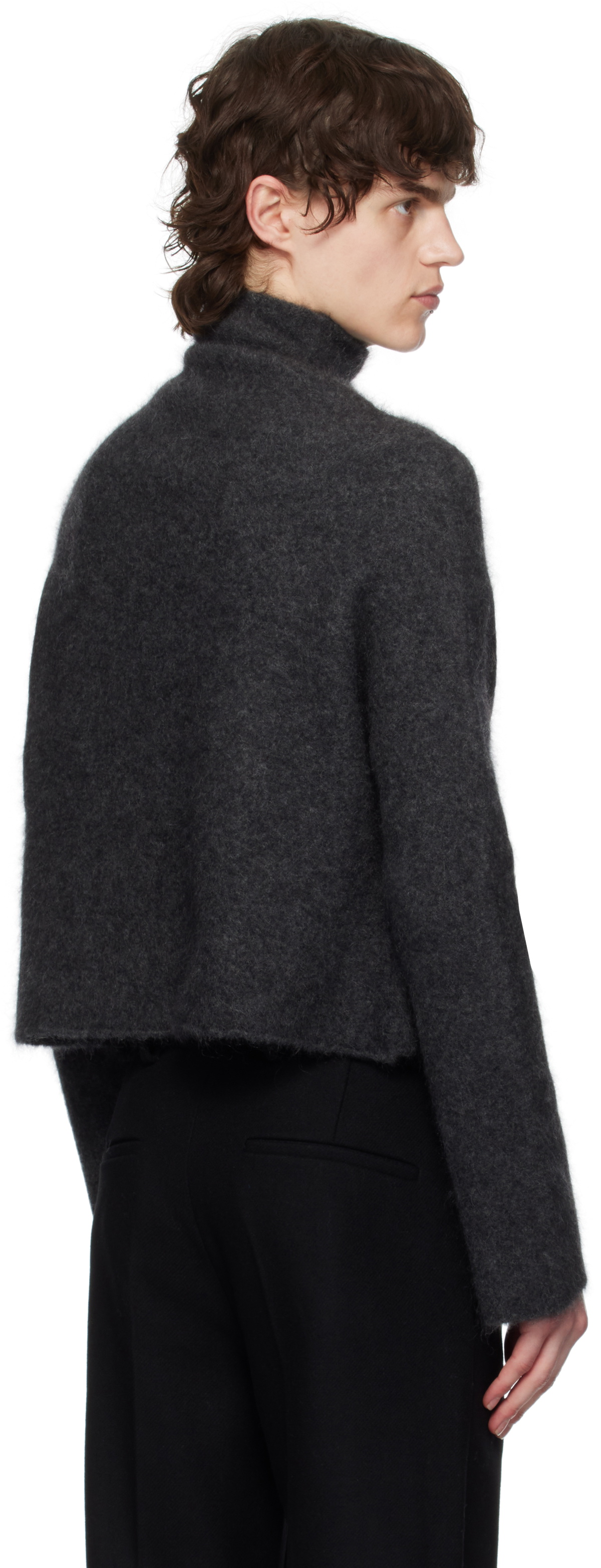 AARON ESH Gray Knot Front Turtleneck