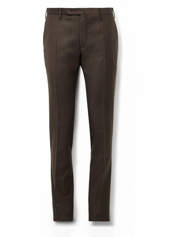 Photo: Incotex - Venezia 1951 Slim-Fit Worsted Wool-Flannel Trousers - Brown