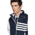 Thom Browne Navy Down Quilted Four Bar Vest