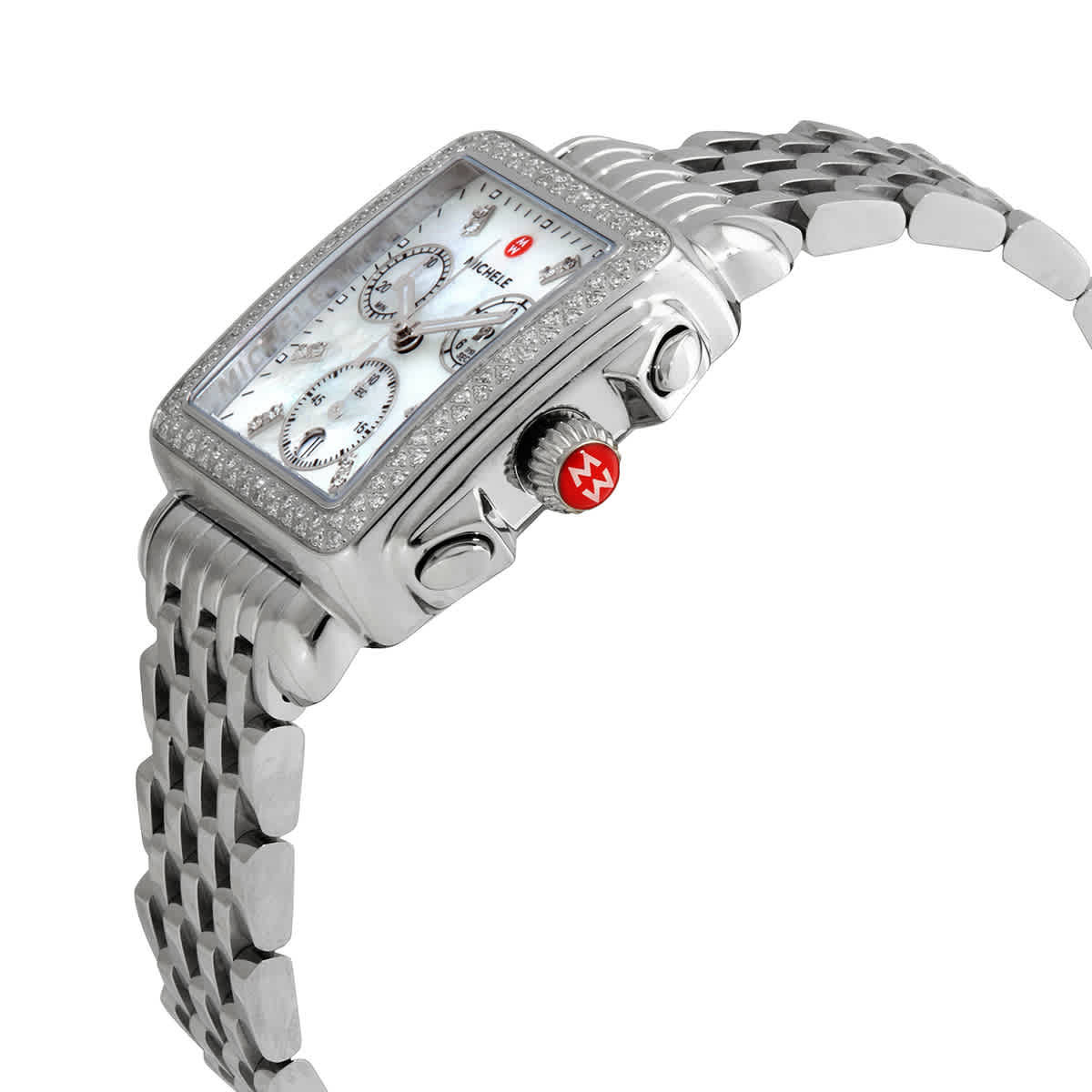 Deco White Mother of Pearl & Diamond Chronograph Michele Deco Diamond Bezel /Mother of Pearl /Chronograph  main image 4