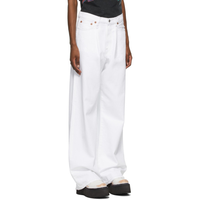 R13 White Damon Pleated Jeans R13