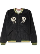 KAPITAL - Embroidered Cotton-Velvet Bomber Jacket - Black