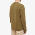 YMC Men's Long Sleeve Triple Striped T-Shirt in Olive