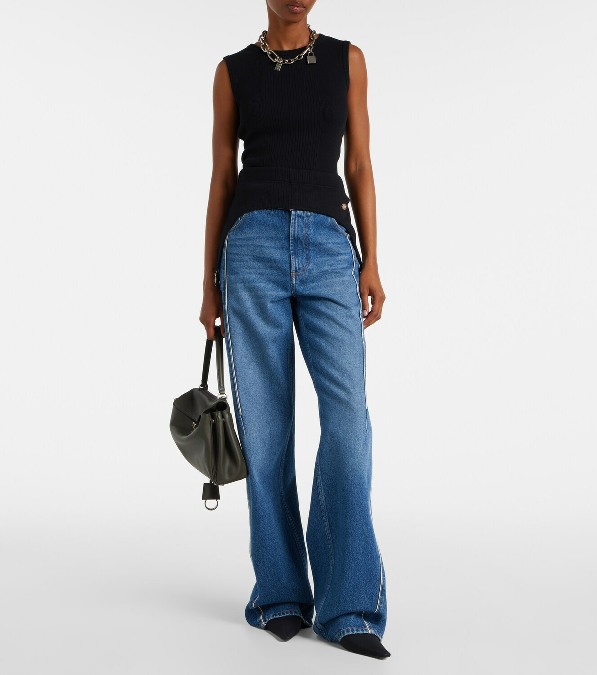 Jean Paul Gaultier Ribbed-knit cotton jersey shorts