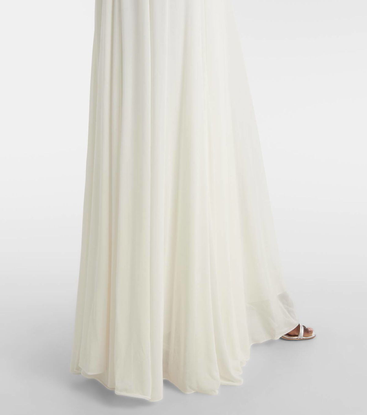 Ralph Lauren Collection Shirred leather-trimmed maxi dress