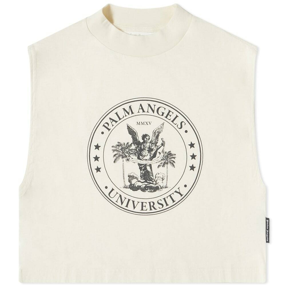 Palm Angels Women's College Logo Muscle Vest in Butter/Black Palm Angels
