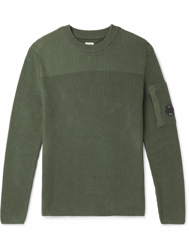 Photo: C.P. Company - Slim-Fit Ribbed Sea Island Cotton Sweater - Green