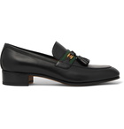 Gucci - Paride Webbing-Trimmed Tasselled Leather Loafers - Black