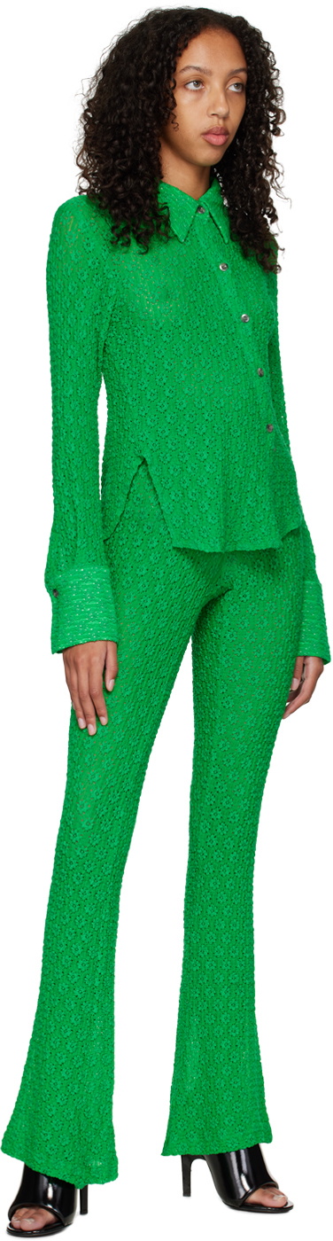 Song for the Mute Green Slim Flared Trousers