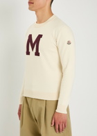 Moncler Logo-embroidered Cotton-blend Jumper Cream