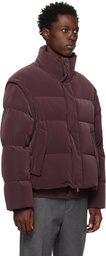 Solid Homme Burgundy Detachable Sleeves Down Jacket