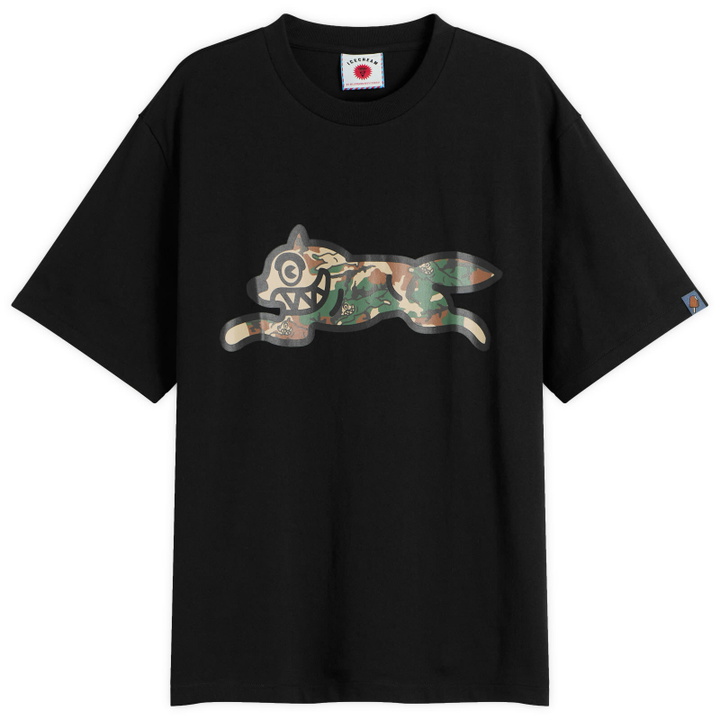Photo: ICECREAM Men's Camo Running Dog Woodland T-Shirt in Black