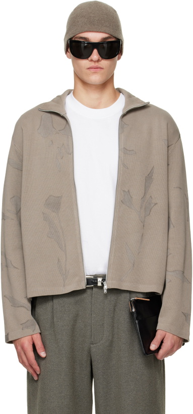 Photo: OUR LEGACY Taupe Shrunken Full Zip Sweater