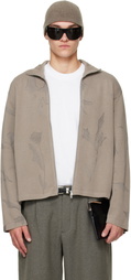 OUR LEGACY Taupe Shrunken Full Zip Sweater