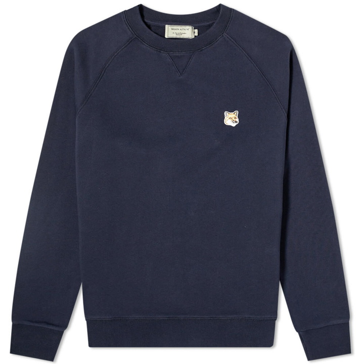 Photo: Maison Kitsuné Men's Fox Head Patch Crew Sweat in Navy