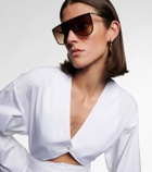 Alaïa Lettering Logo flat-top sunglasses
