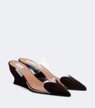 Alaïa Le Cœur suede wedge mules