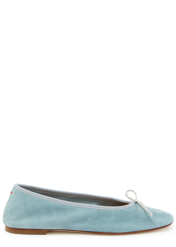 Photo: Aeyde Tiby Kid Bow-appliquéd Suede Ballet Flats Blue