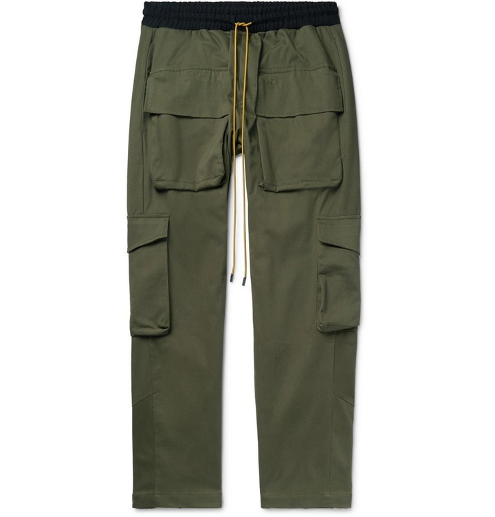 Photo: Rhude - Rifle Slim-Fit Cotton Drawstring Cargo Trousers - Army green