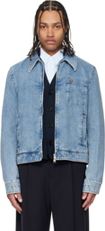 AMI Paris Blue Cotton Contrasted 'Ami De Coeur' Denim Jacket
