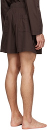 Tekla Brown Organic Cotton Pyjama Shorts