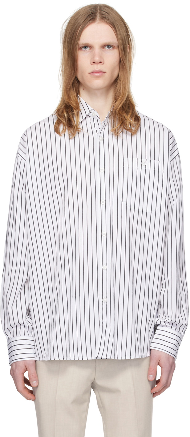 Hugo White & Black Striped Shirt Hugo Boss