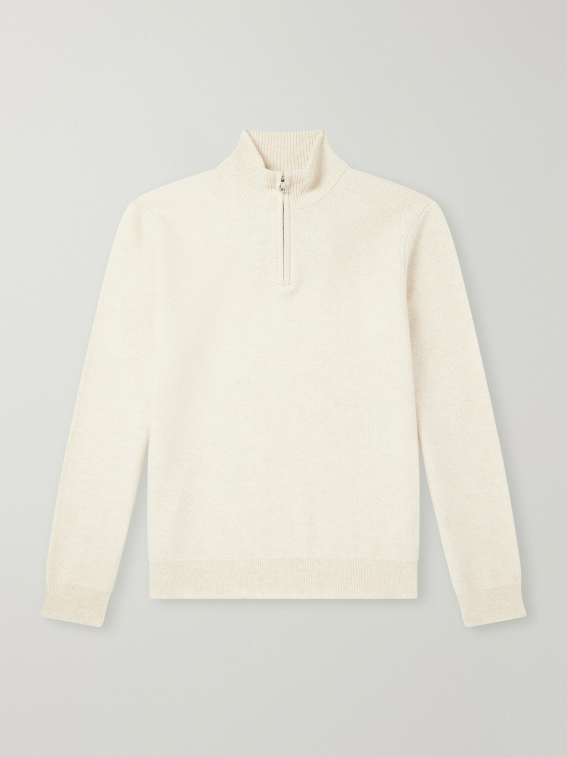 Mr P. - Wool and Cashmere-Blend Half-Zip Sweater - Neutrals