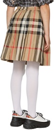 Burberry Kids Beige Check Hilde Pleated Skirt
