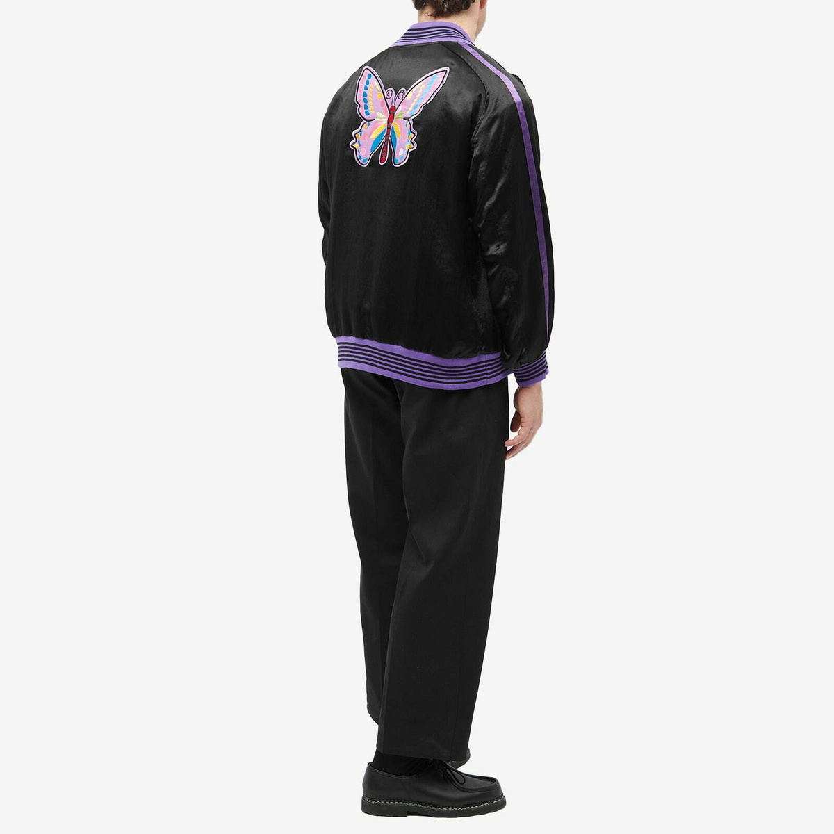 Needles Men's Sateen Souvenir Award Jacket in Black Needles
