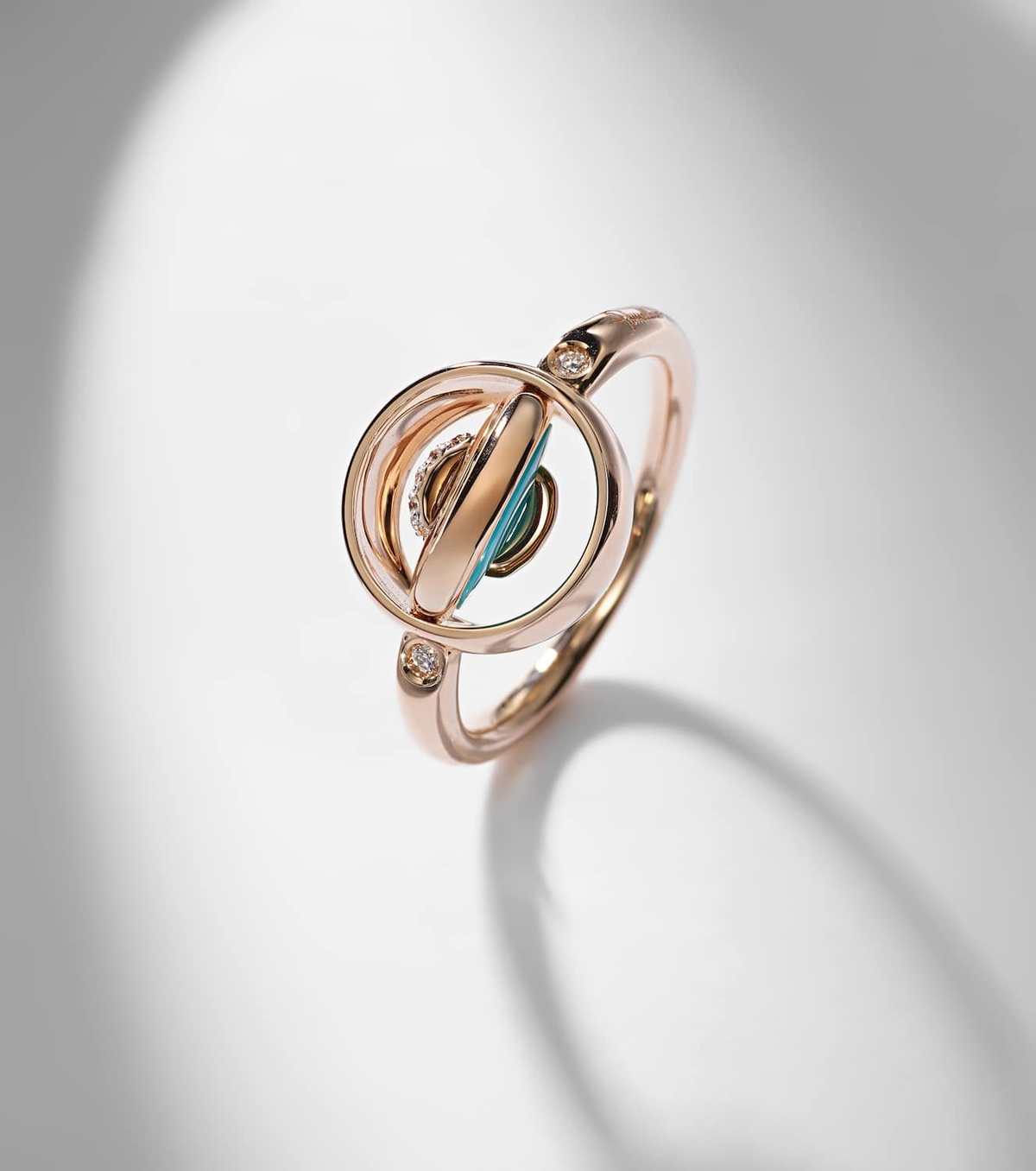 Pomellato Pom Pom Dot 18k rose gold ring with turquoise and diamonds
