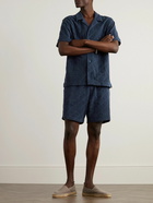 Frescobol Carioca - Augusto Straight-Leg Cotton-Blend Terry-Jacquard Drawstring Shorts - Blue