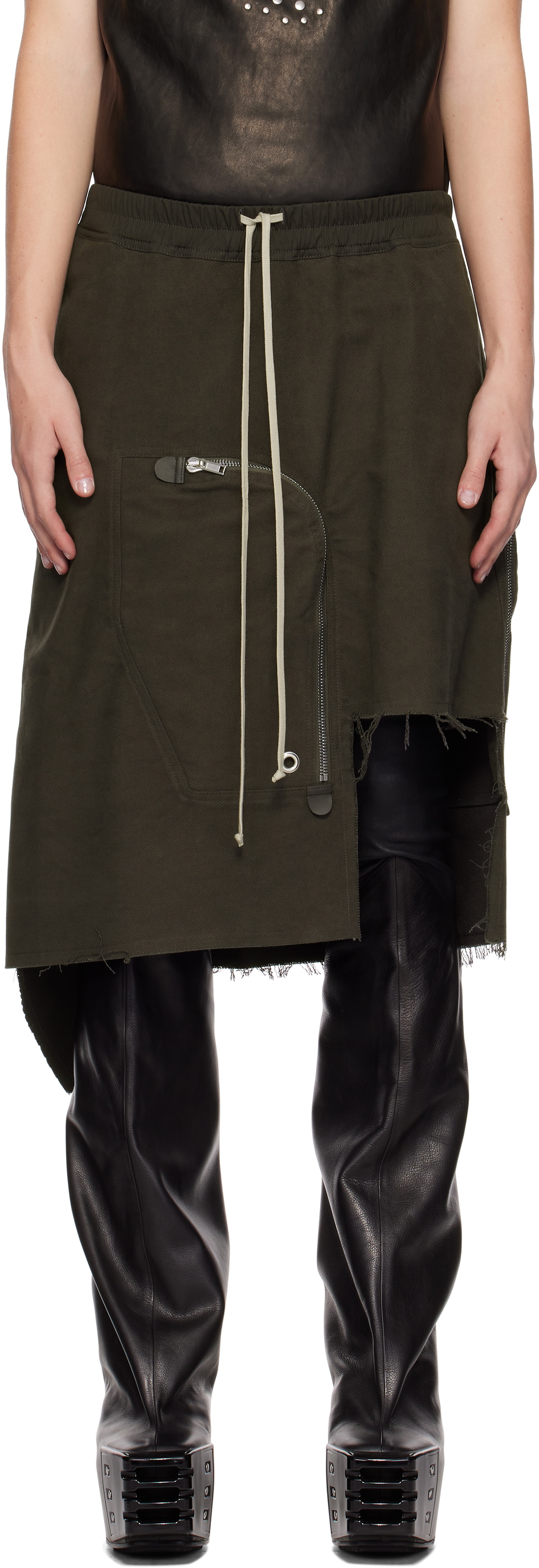 Rick Owens Black Godet Midi Skirt Rick Owens