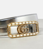 Gucci Double G metallic leather belt